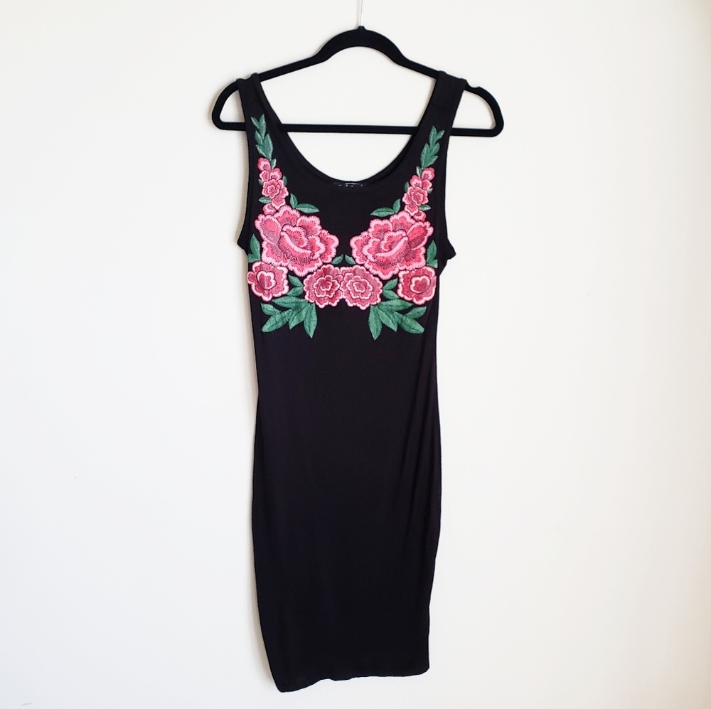 French Atmosphere Black Embroidered Dress Size M